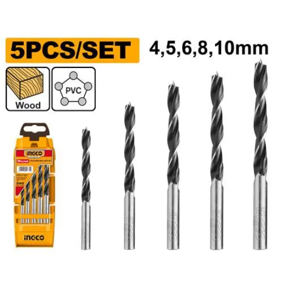 INGCO-AKD5058-drill-bits-set.webp INGCO AKD5058 5PCS طقم ريش خشب wood drill bits set - Image 1
