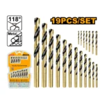 INGCO AKDB9190 19Pcs HSS طقم ريش حديد HSS/Metal Twist Drill Bits Set