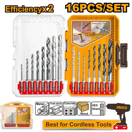 INGCO-AKDL11608-16-Pcs-طقم-ريش-باطون-وخشب-وحديد-Metal-Masonry-and-Wood-Drill-Bits-Set-with-Hex-Shank.webp INGCO AKDL11608 16 Pcs طقم ريش باطون وخشب وحديد Metal, Masonry, and Wood Drill Bits Set with Hex Shank - Image 1