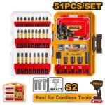 INGCO AKDL25106 51Pcs طقم رؤوس مفكات براغي بولاد لمقدح البطارية Impact screwdriver bits set