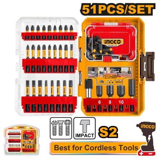 INGCO-AKDL25106-51Pcs-طقم-رؤوس-مفكات-براغي-بولاد-لمقدح-البطارية-Impact-screwdriver-bits-set.jpeg INGCO AKDL25106 51Pcs طقم رؤوس مفكات براغي بولاد لمقدح البطارية Impact screwdriver bits set - Image 1