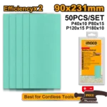INGCO AKFS0902311 50Pcs/set (90X231)mm ورق حف مستطيل مشكل Sanding sheet set