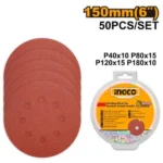 INGCO AKRS1500511 50 Pcs P(40,80,120,180) 150mm ورق حف دائري للحفافة Sanding sheet for random orbital sander