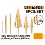 INGCO AKSDS2061 6Pcs HHS طقم ريش بلبل نحاس صناعي Step drill bit + Saw drill