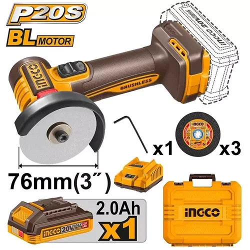 INGCO-CAGLI207625-20V-1Batt-2AhCharBox-BL-76mm-صاروخ-جنب-بطارية-صناعي-Cordless-Mini-Cut-Off-Machine-Tool.webp INGCO CAGLI207625 20V 1Batt 2Ah+Char+Box BL 76mm صاروخ جنب بطارية صناعي Cordless Mini Cut-Off Machine Tool - Image 1