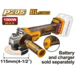 INGCO CAGLI211156 20V BL 1000W صاروخ بطارية صناعي مع مفتاح تشغيل آمن فدار Cordless Angle Grinder ( Bare Tool )