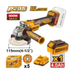 INGCO CAGLI261521 20V 1Batt 4Ah+Char+Box BL 900W صاروخ بطارية صناعي Cordless angle grinder