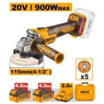 INGCO CAGLI261522 20V 2BATT 4A+CHAR+BOX BL 900W صاروخ بطارية Cordless Angle Grinder