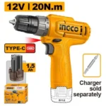 INGCO CDLI12456 12V 1BATT 1.5AH TYPE-C 20N.M مقدح بطارية Cordless Drill