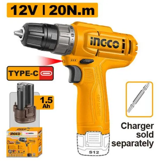INGCO-CDLI12456-12V-1BATT-1.5AH-TYPE-C-20N.M-مقدح-بطارية-Cordless-Drill.webp INGCO CDLI12456 12V 1BATT 1.5AH TYPE-C 20N.M مقدح بطارية Cordless Drill - Image 1