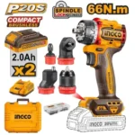 INGCO CDLI206686 20V 2Batt 2Ah+Box 66N.m مقدح بطارية مع اربع رؤوس تبديل صناعي Cordless multi-head drill driver