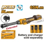 INGCO CDRLI206529 20V BL 3/8″ طقطاق بطارية عنق طويل صناعية فدار Cordless Drive Ratchet (Bare Tool)