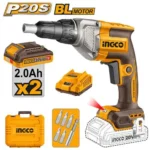 INGCO CDSLI204282 20V 2Batt 2Ah+Char+Box BL فرد وز للجبسن بورد بطارية صناعي Cordless drywall screwdriver