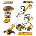 INGCO CGTLI203285 20V 1Batt + Char حشاشة بطارية يدوية تلسكوبيك Cordless grass trimmer