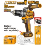 INGCO CIDLI209685 20V BL 96N.m 13mm Jacobs مقدح بطارية راس حديد صناعي فدار Cordless Industrial Brushless Impact Drill ( Bare Tool )