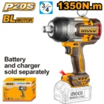 INGCO CIWLI201355 20V BL 1350N.m 3/4″ فرد شد عزق بطارية صناعي فدار Industrial Cordless Impact Wrench ( Bare Tool )