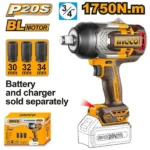 INGCO CIWLI201751 20 BL 1750N.m 3/4″ فرد شد عزق بطارية صناعي فدار Cordless Industrial Impact Wrench ( Bare Tool )