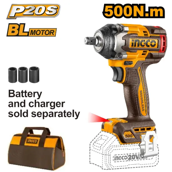 INGCO-CIWLI20501-20V-BL-500N-12-فرد-شد-عزق-بطارية-فدار-Cordless-Brushless-motor-Impact-Wrench-Bare-Tool.webp INGCO CIWLI20501 20V BL 500N 1/2″ فرد شد عزق بطارية فدار Cordless Brushless motor Impact Wrench Bare Tool - Image 1