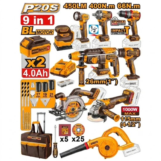 INGCO-CKLI2098-20V-9-Pcs-مجموعة-عدة-صناعية-مع-بطاريات-وشنطة-واكسسوار-Cordless-Industrial-Combo-Kit-.webp INGCO CKLI2098 20V 9 Pcs مجموعة عدة صناعية مع بطاريات وشنطة واكسسوار Cordless Industrial Combo Kit - Image 1