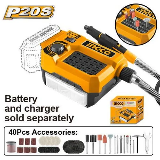 INGCO-CMGLI2001-20V-40Pcs-مقدح-نواعم-مع-كونترول-سرعات-فدار-Cordless-Grinder-Die-Grinder-BARE-TOOL.webp INGCO CMGLI2001 20V 40Pcs مقدح نواعم مع كونترول سرعات فدار Cordless Grinder Die Grinder BARE TOOL - Image 1