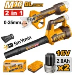 INGCO COSLI250385 16V 2BATT 2AH+CHAR+BOX 25MM BL مقص شحالة + بلور حدائق Combo Kit Cordless Garden Shears and Blower Set