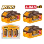INGCO COSLI251296 20v 4Ah 3 PCS مجموعة بطاريات Lithium-Ion Battery Kit