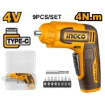INGCO CSDLI0458 4V 9PCS + BOX USB TYPE-C 1/4″ مفك براغي بطارية Cordless screwdriver