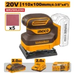 INGCO CSHSLI20241 20v 1Bat +Char حفافة مربعة Cordless Sheet Sander