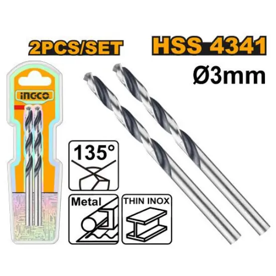INGCO-DBT1200034-2Pcs-3mm-INOX-ريشة-ستانلس-صناعية-HSS-drill-bit.webp INGCO DBT1200034 2Pcs 3mm INOX ريشة ستانلس صناعية HSS drill bit - Image 1