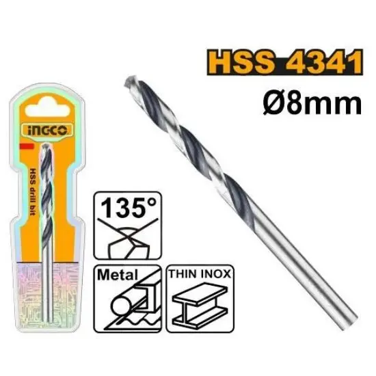INGCO-DBT1200804-8mm-HSS-Metal-INOX-ريشة-حديد-صناعية-HSS-DRILL-BIT-4341.webp INGCO DBT1200804 8mm HSS Metal & INOX ريشة حديد صناعية HSS DRILL BIT 4341 - Image 1