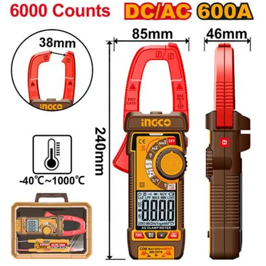 INGCO-DCM66002-ACDC-6000-Counts-600A-85mm-كلامبميتر-ديجيتال-راس-Digital-Clamp-Meter-Multimeter-Multi-Tester.webp INGCO DCM66002 AC/DC 6000 Counts 600A (85mm) كلامبميتر ديجيتال راس Digital Clamp Meter Multimeter Multi Tester - Image 1