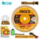 INGCO DMD062301 230×22.2mm Wet ديسك ألماس مع فتحات تبريد وفلنجة معدنية Diamond Disc