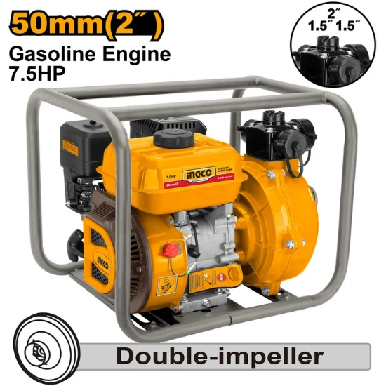 INGCO-GWP201H-7.5HP-32m-7580Lmin-2DOUBLE-IMPELLER-مضخة-مياه-على-البانزين-Gasoline-High-Pressure-Water-Pump.webp INGCO GWP201H 7.5HP 32m 75/80L/min 2″/DOUBLE-IMPELLER مضخة مياه على البانزين Gasoline High Pressure Water Pump - Image 1