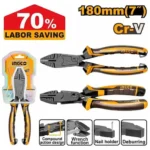 INGCO HCCP58186 7″ 70% بانسة متعددة الاستخدام موفّرة للجهد COMPOUND ACTION COMBINATION PLIERS