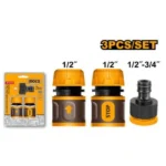 INGCO HHCS03122 3 PCS طقم ركور مياه Garden Hose Quick Connectors Set