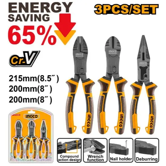 INGCO-HKCPS5831-3PCS-ENERGY-SAVING-65-طقم-بانسات-وقطاعة-بولاد-صناعي-compound-action-pliers-set.webp INGCO HKCPS5831 3PCS ENERGY SAVING 65% طقم بانسات وقطاعة بولاد صناعي compound action pliers set - Image 1