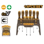 INGCO HKSD1428 14PCS طقم مفكات مسكة كوتشوك صناعيي مع ستاند Screwdriver and Precision Screwdriver Set