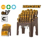 INGCO HKSD2628 26PCS طقم مفكات مسكة كوتشوك صناعيي مع ستاند Screwdriver Set