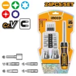INGCO HKSDB0248 24 Pcs مفك براغي طقطاق مع اكسسوار Screwdriver Set