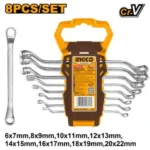 INGCO HKSPA3088 8 PCS 6-22 MM طقم مسنن مسنن Offset Ring Spanner Set