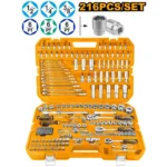 INGCO HKTHP22161 216Pcs (1/4″,3/8,1/2″) طقم طربوش علبة بلاستك Combination Tools Set
