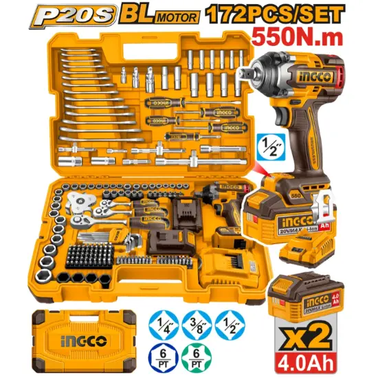 INGCO-HKTHP41723-172Pcs-20V-550N.m-BL-12-طقم-عدة-مع-فرد-شد-عزق-صناعي-Cordless-Impact-Wrench-Tool-Set.webp INGCO HKTHP41723 172Pcs 20V 550N.m BL 1/2″ طقم عدة مع فرد شد عزق صناعي Cordless Impact Wrench Tool Set - Image 1