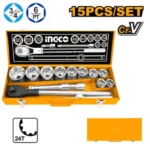 INGCO HKTS034151 15Pcs (3/4″) طقم طرابيش صناعي Industrial Socket Set 3/4″