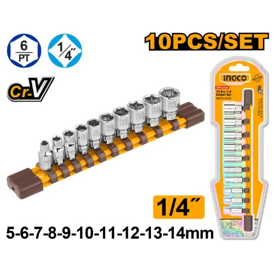 INGCO-HKTS14103-10-Pcs-14-طقم-طربوش-فدار-كروم-Socket-Set.webp INGCO HKTS14103 10 Pcs 1/4″ طقم طربوش فدار كروم Socket Set - Image 1
