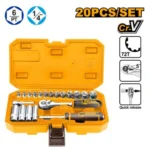 INGCO HKTS14201 20Pcs 1/4″ طقم طربوش طقطاق علبة بلاستك Socket Set