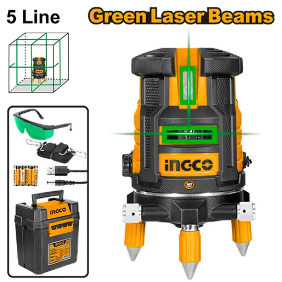 INGCO-HLL305205-020-m1-ليزر-شقلة-خمس-خطوط-اخضر-Self-leveling-line-laserGreen-laser-beams.webp INGCO HLL305205 0~20 m1 ليزر شقلة خمس خطوط اخضر Self-leveling line laser(Green laser beams) - Image 1