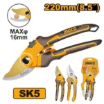 INGCO HPS0601 220mm 8.5″ cut.:16mm مقص شحالة قبضة متينة Pruning Shear Garden Scissors