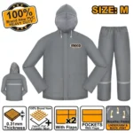 INGCO HRCTSKT031GY.M PVC طقم مطري Industrial Rain Coat Suit Set w/ Zipper and Pocket 100% NEW PVC Size: M