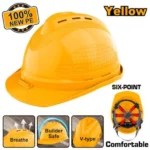 INGCO HSH801 380g خوذة أمان صفراء مع فتحات تهوئة مع 6 نقاط تثبيت Safety Helmet