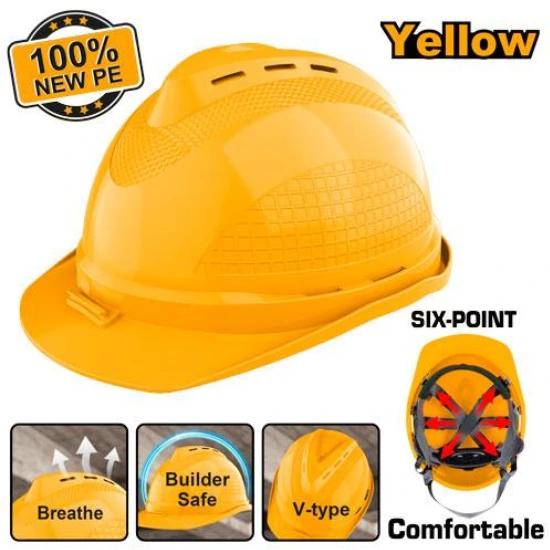 INGCO-HSH801-380g-خوذة-أمان-صفراء-مع-فتحات-تهوئة-مع-6-نقاط-تثبيت-Safety-Helmet.webp INGCO HSH801 380g خوذة أمان صفراء مع فتحات تهوئة مع 6 نقاط تثبيت Safety Helmet - Image 1